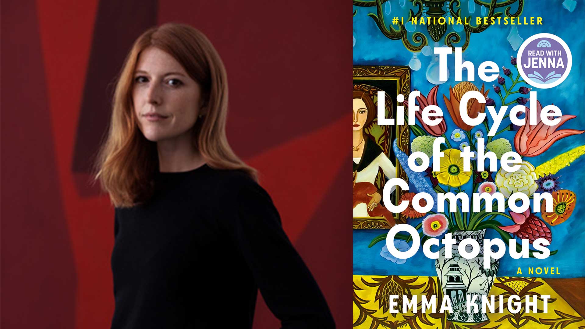 Emma Knight's headshot beside The Life Cycle of the Common Octopus book cover