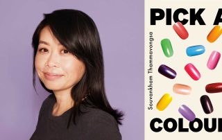 Souvankham Thammavongsa's headshot beside the Pick A Colour book cover